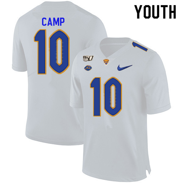 2019 Youth #10 Keyshon Camp Pitt Panthers College Football Jerseys Sale-White
